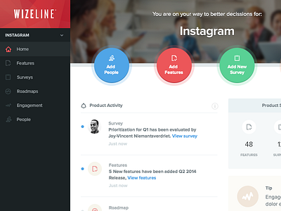 Wizeline Home Dashboard dashboard feed summary webapp