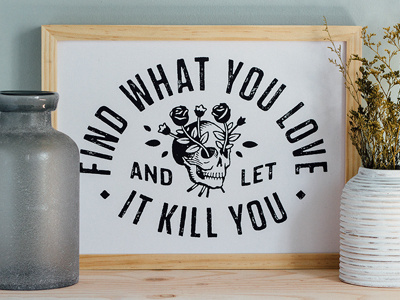 Love Kills Print blksmith poster print rose screenprint skull texture