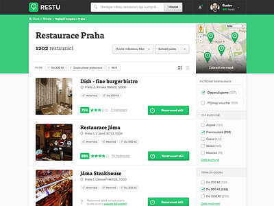 Restaurant list clean filter gray green list pin proxima nova restaurant restu simple
