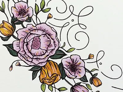 New and improved: Floral Drop Cap acrylic drop cap floral hand lettered illustration ink lettering type