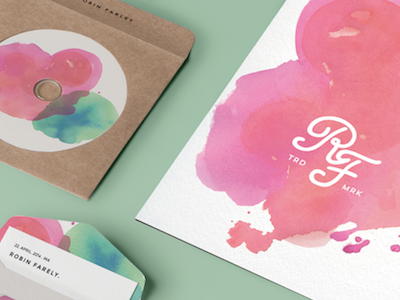 RF Stationary brand branding cd envelope letter logo mockup rf stationary trademark watercolor