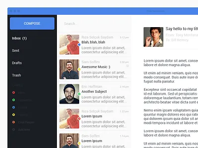 Mail Client application blue client concept dark light mail minimal