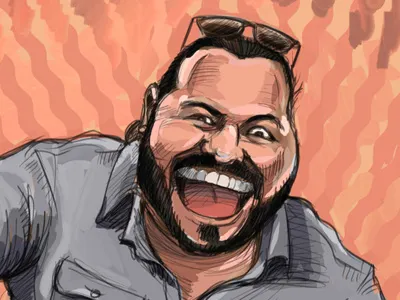 Nick caricature cartoon chainsaw crazy digital painting