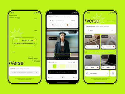 Verse - AI Translate Video App ai android app anti design app application brutalism convert language design iphone app language mobile subtitle translate translate video app ui ux