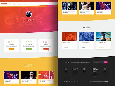 Performing Arts design grid mobile navigation responsive styleguide ui web