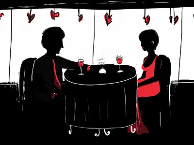 Murder at Speed illustration man murder speed dating wine woman