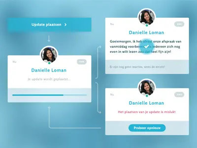 Place Update Flow clean error flat flow message notification status timeline ui update