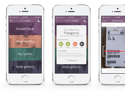 Threadbare App app clothing fashion iphone lcad threadbare ui ux