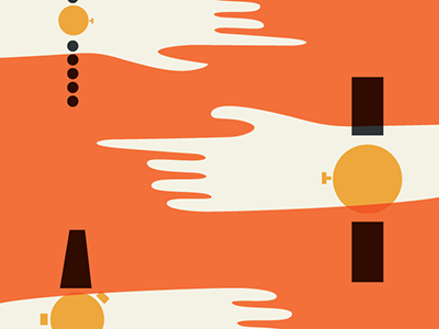 Unused 60s color hands icon illustration logo mid century retro shape type vintage watch