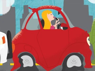 Illustration Friday - Vanity accident bimbo crash draw illustration friday lipstick vanity vw beetle
