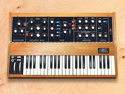 Minimoog Syntesizer illustration minimoog music piano realistic synthesizer vector wood