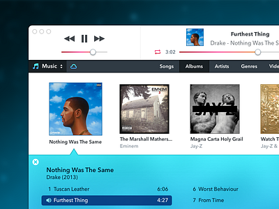 iTunes Redesign album app gradient ios7 itunes mac music player redesign sketch ui yosemite