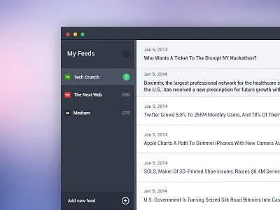 Feed Reader app client feed flat icon mac osx rss ui uiux user interface ux