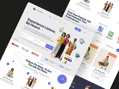 Gawean - Job Seeker Landing Page animation branding design illustration interface portofolio product design service startup typography ui uiux userinterface ux web web design
