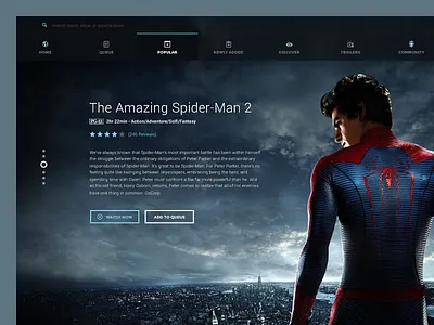 Movie UI flat imdb minimal movie ui movies navigation netflix photoshop spiderman ui user interface web