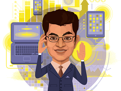 Professor Big Data - Chango big data chango editorial ghose illustration info graphic ipad iphone laptop nyu portrait statistics