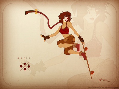 Norah Skate posing - Aerial (2014) bakuss board character character designer circus design longboard norah rider skate skategirl