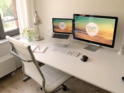 My Office Space apple area desk office photo work workspace