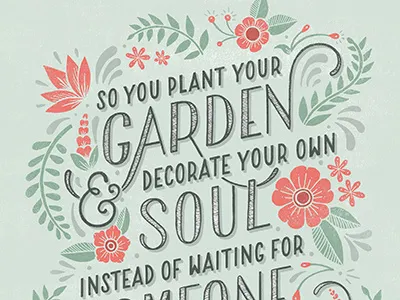 Plant Your Own Garden flowers hand lettering illustration lettering printmaking texture type typography