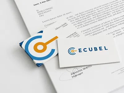Ecubel logo blue c c mark circuit computer ecubel hardware logo mark orange tricolour wifi
