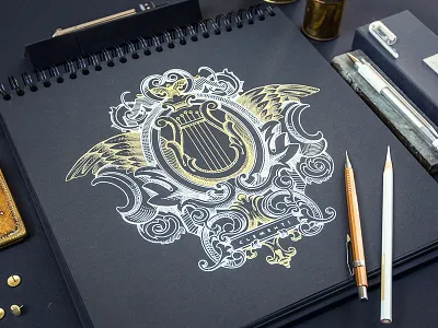 Logotype badge black emblem identity logo logotype music notepad paper pencil sketch