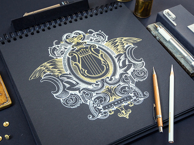Logotype badge black emblem identity logo logotype music notepad paper pencil sketch