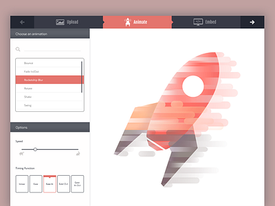 Upload Animate Embed color css animation nav process image rocketship website