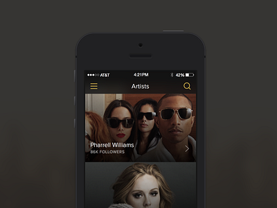 Artists app artists followers icons ios 7 list mobile user interface