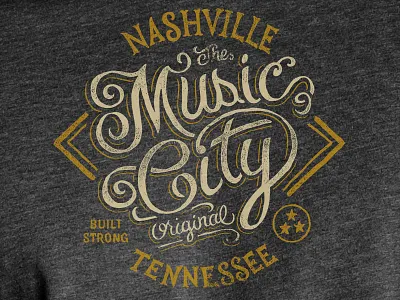 Music City - Tee Design americana art design lettering music city nashville tennessee typography