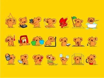 unit conversion pack bright character koala mascot set stickers wepoke