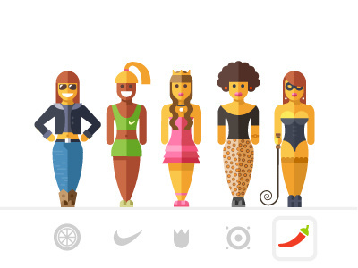 Girls Girls Girls biker bitch black character flat game girl housewife people princess prostitute sports