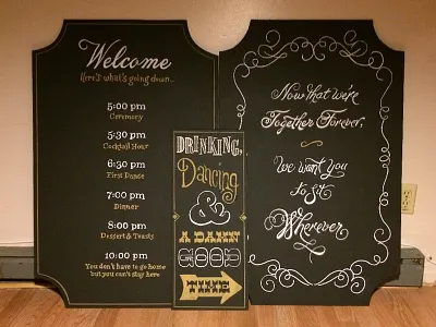 Wedding Signs calligraphy chalk handdrawn lettering ligatures script signs type typography wedding