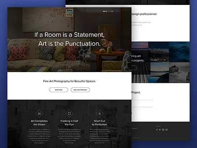 Landing Page- Art photography button dark footer form icon landing minimal page photo white