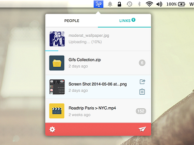 Infinit + Links = <3 dropdown file transfer infinit mac app mac os mac ui