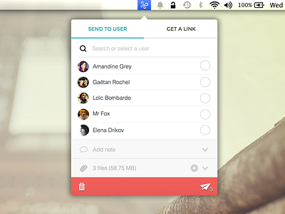 Infinit + Links = <3 dropdown file transfer infinit mac app mac os mac ui