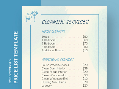 Cleaning Services Price List Free Google Docs Template business charges clean corporate design docs document google list ms price price list pricelist print printing rate tariff template templates word