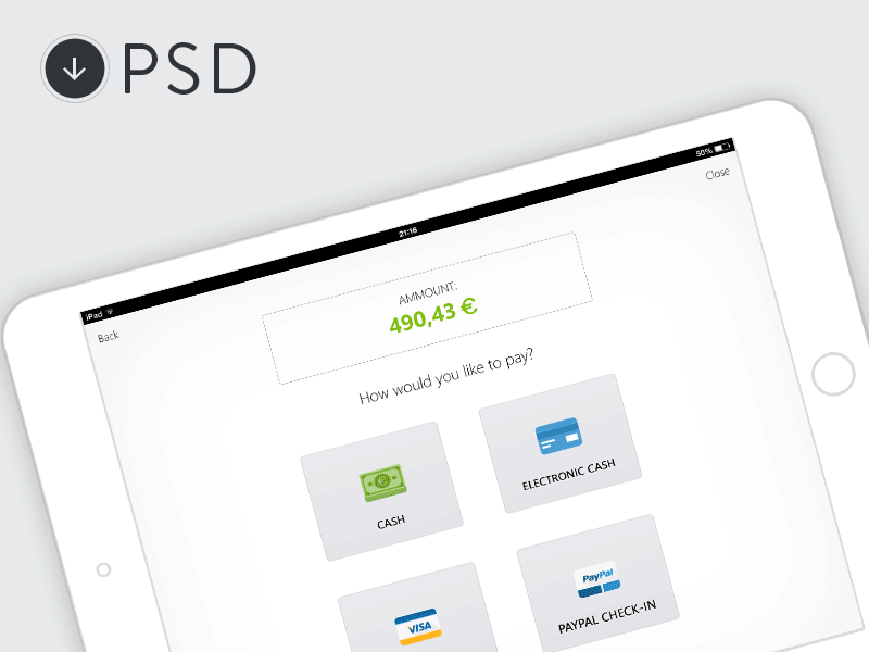 iShop for iPad - PSD cash register checkout freebie ios ipad iphone psd retina