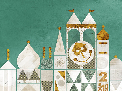 The Clock Tower clock collage disney illustration maryblair paper rollycrump shapes smallworld texture tower