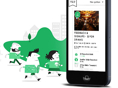 MoreTheMerrier cartoon clean events green illustration more the merrier party responsive social networking ui ux web design