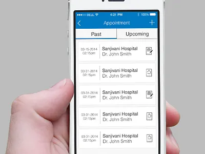 Appointment Screen appointment feedback. flat ios ios7 iphone past simple upcoming user interface