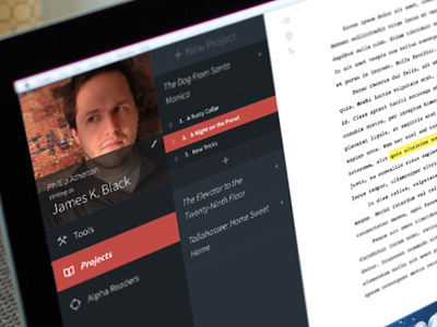 Web Writer (Concept UI) clean contrast dark flat interface menu navigation ui web