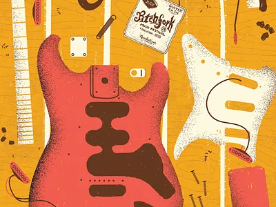 Real Estate Gig Poster gig poster guitar instrument music pitchfork real estate screen printing summer