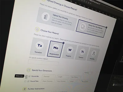Request Quote for Refactory Metal Specialists check form inputs metal ui web
