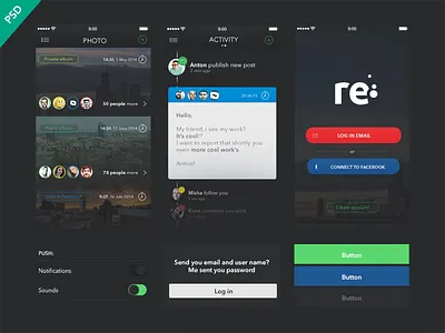 UI Kit Re-app [Freebies] app apple free freebie ios ios7 iphone psd soccer ui