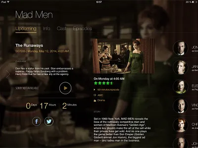 TeeVee 3 (iPad version) app application gui ios ios7 ipad shows teevee tv