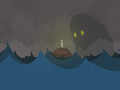 Lighthouse giant monster illustration lighthouse