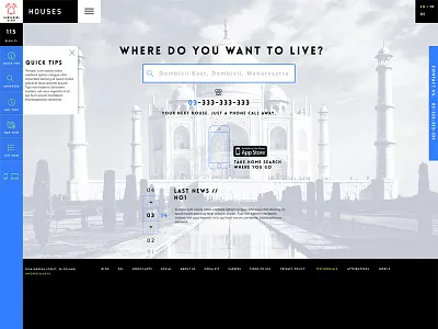 Houses blue houses india place portal rent sale search ui ux web website