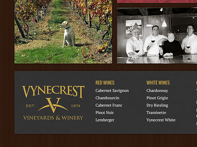 Vynecrest Footer web design website wine winery
