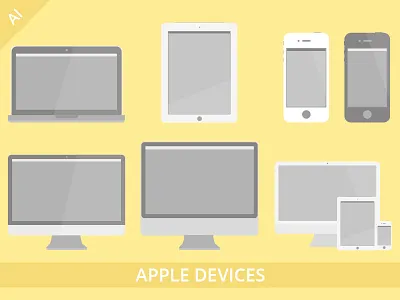 Apple Devices Set apple cinema display devices illustration imac ipad iphone macbook vector