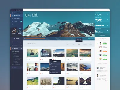 PhotoLytics Dashboard UI analytics charts dashboard dropdown feed photo photolytics photoshop reports stream ui user interface